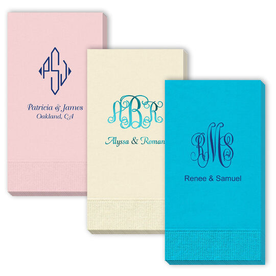 Pick Your Three Letter Monogram Style with Text Guest Towels